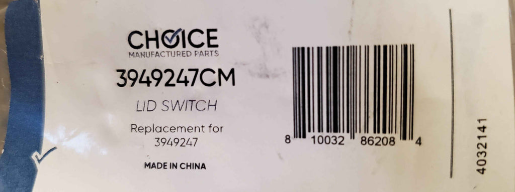 Choice 3949247CM Replaces Whirlpool 3949247V Washer Lid Switch