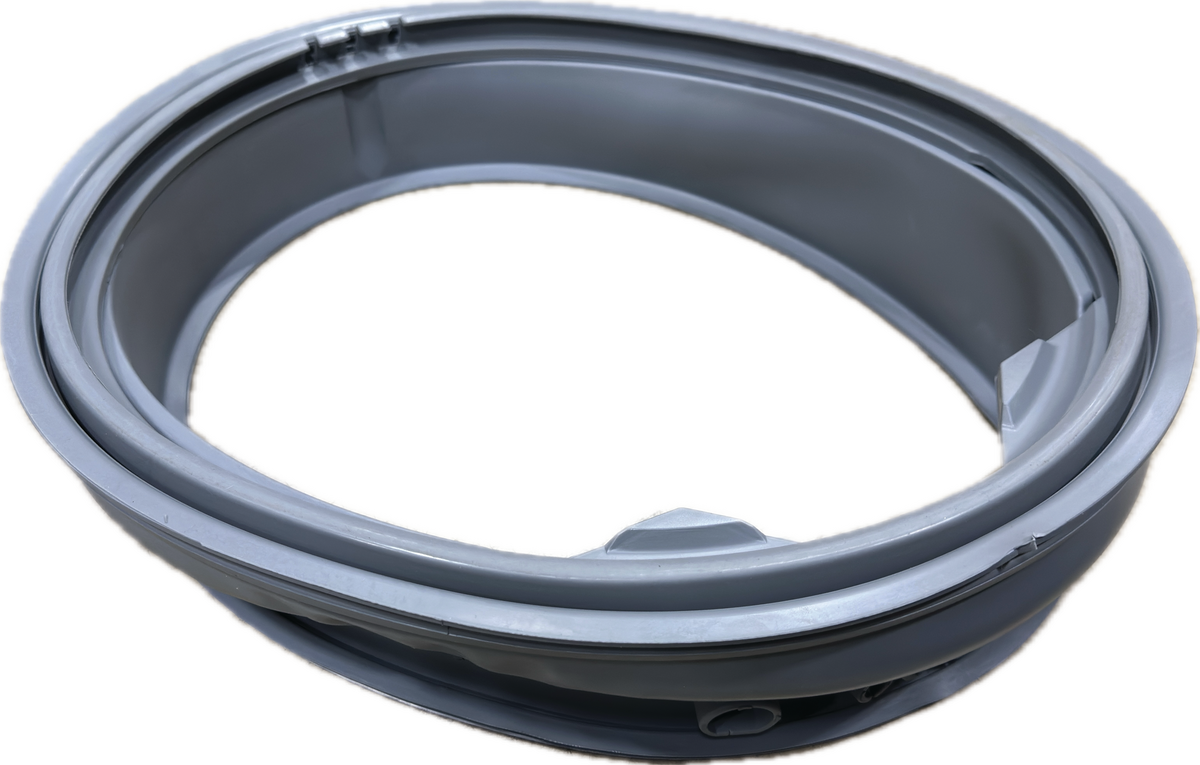 An image of an aftermarket substitute for a MDS47123602 LG Washer Door Gasket. It is grey, rubber, and circularly shaped. 