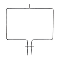 A rectangular shaped aftermarket substitute for a Whirlpool W10779716 bake eement. The calrod eleent is black. There is a mounting tab at one end and a steel mounting plate at the lead end. 