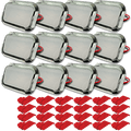 An aftermarket replacement for a Whirlpool W11683242 Chrome LED Kit - Pack of 12. The twelve LED lights are rectangular with rounded corners and red and black wires. The 24 wire connectors are red. 