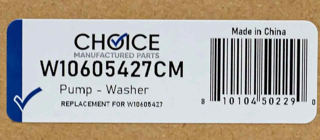 Choice W10605427CM Replaces Whirlpool WPW10605427 Washer Drain Pump