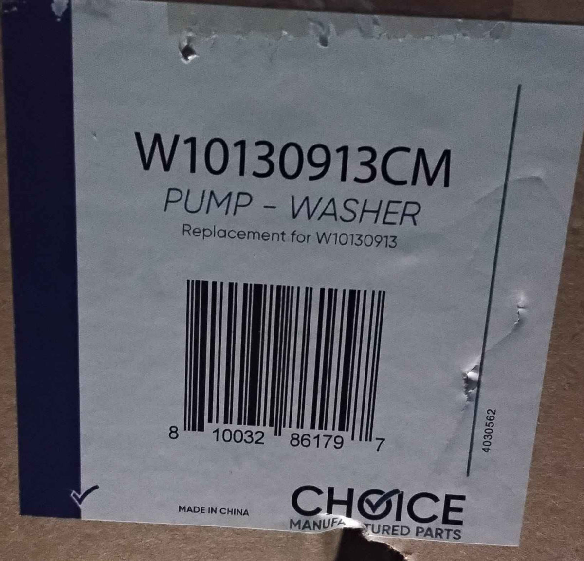 Choice W10130913CM Replaces Whirlpool WPW10730972 Washer Drain Pump